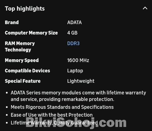 Dual ADATA 4GB 1600MHz DDR3 RAM Sticks (Used)